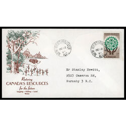canada stamp 395 resources for tomorrow 5 1961 FDC PC 011