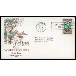 canada stamp 395 resources for tomorrow 5 1961 FDC PC 012