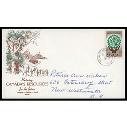 canada stamp 395 resources for tomorrow 5 1961 FDC PC 014