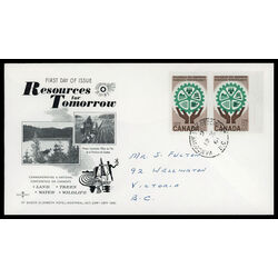 canada stamp 395 resources for tomorrow 5 1961 FDC PC 021