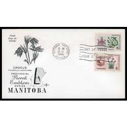 canada stamp 422 manitoba prairie crocus 5 1965 FDC COMBO 010