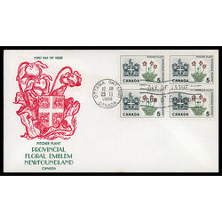 canada stamp 427i newfoundland pitcher plant 5 1966 FDC BLOCK 001
