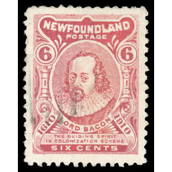newfoundland stamp 92a lord bacon 6 1910 U VF 022
