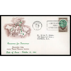 canada stamp 395 resources for tomorrow 5 1961 FDC PC 024