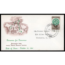 canada stamp 395 resources for tomorrow 5 1961 FDC PC 026