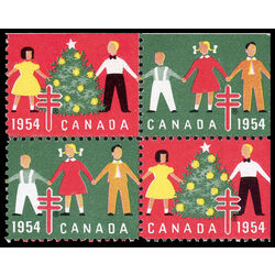 canada stamp christmas seals cs53 christmas seals 1954 BLOCK OF 4