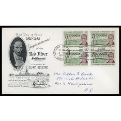 canada stamp 397 lord selkirk 5 1962 FDC BLOCK 030