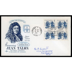 canada stamp 398 talon and colonists 5 1962 FDC BLOCK 024