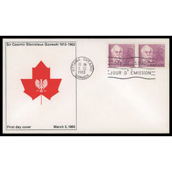 canada stamp 410 sir casimir czowski 5 1963 FDC PC 015