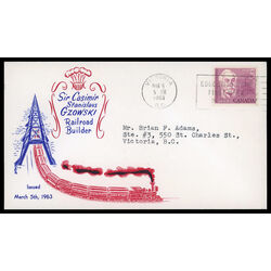 canada stamp 410 sir casimir czowski 5 1963 FDC PC 017
