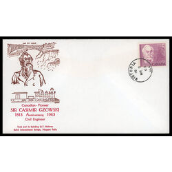 canada stamp 410 sir casimir czowski 5 1963 FDC PC 021