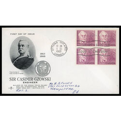 canada stamp 410 sir casimir czowski 5 1963 FDC BLOCK 027