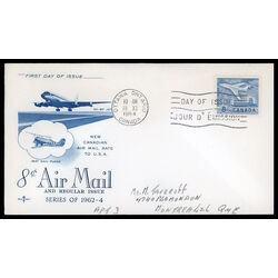 canada stamp 436 jet plane ottawa 8 1964 FDC PC 012