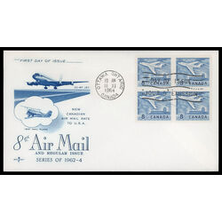 canada stamp 436 jet plane ottawa 8 1964 FDC BLOCK 014