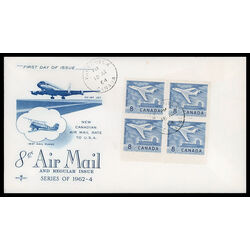 canada stamp 436 jet plane ottawa 8 1964 FDC BLOCK 015