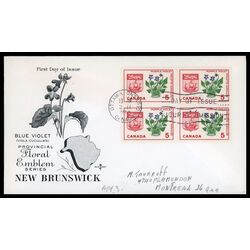 canada stamp 421 new brunswick purple violet 5 1965 FDC BLOCK 009