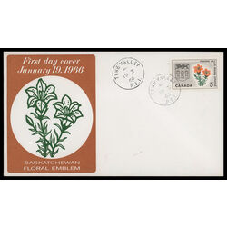 canada stamp 425 saskatchewan prairie lily 5 1966 FDC PC 008