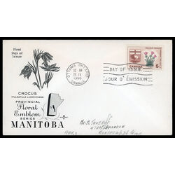canada stamp 422 manitoba prairie crocus 5 1965 FDC PC 016