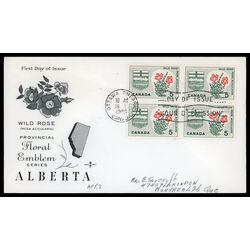canada stamp 426 alberta wild rose 5 1966 FDC BLOCK 016