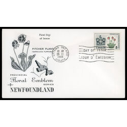canada stamp 427 newfoundland pitcher plant 5 1966 FDC PC 011