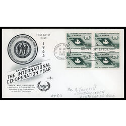 canada stamp 437 maple leaf and icy symbol 5 1965 FDC BLOCK 010