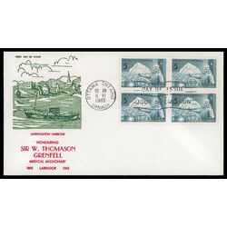 canada stamp 438 sir wilfred grenfell and ship 5 1965 FDC BLOCK 010
