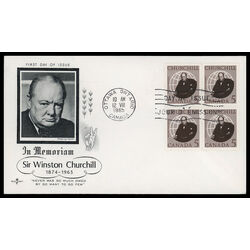 canada stamp 440 sir winston churchill 5 1965 FDC BLOCK 012