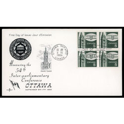 canada stamp 441 peace tower 5 1965 FDC BLOCK 016