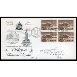 canada stamp 442 parliament buildings rear view 5 1965 FDC BLOCK 017