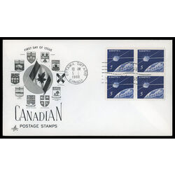 canada stamp 445 satellite over canada 5 1966 FDC BLOCK 015