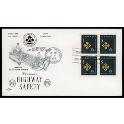 canada stamp 447 traffic signs 5 1966 FDC BLOCK 010