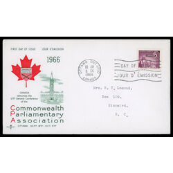 canada stamp 450 parliamentary library 5 1966 FDC PC 011