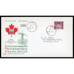 canada stamp 450 parliamentary library 5 1966 FDC PC 012