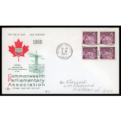 canada stamp 450 parliamentary library 5 1966 FDC BLOCK 013