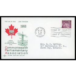 canada stamp 450 parliamentary library 5 1966 FDC PC 016