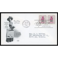canada stamp 470 woman and ballot box 5 1967 FDC PC 007