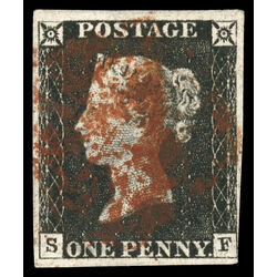 great britain stamp 1 queen victoria penny black 1p 1840 U F VF 100
