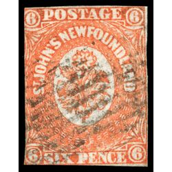 newfoundland stamp 13 pence second issue 6d 1860 U VG 028