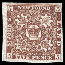 newfoundland stamp 19b pence third issue 5d 1861 M VFNG 007